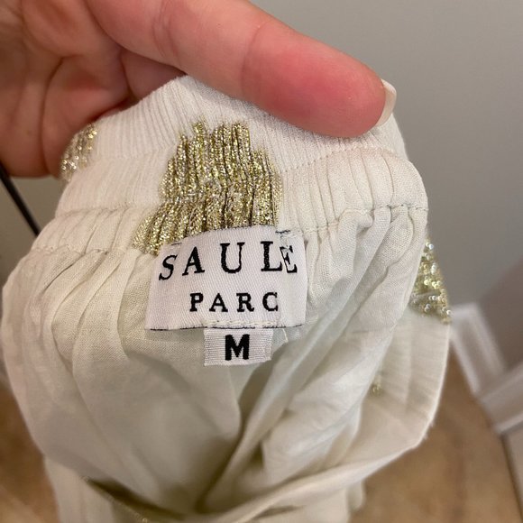 NWT Saule Parc Silky Gold/Ivory Maxi Skirt - Perfect for Holiday Parties or Brid - Picture 1 of 3